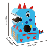 Charger l&#39;image dans la galerie, Dinosaur Cardboard Box DIY Wearable Trex Carton Kindergarten Performance Cosplay Costume Blue