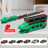 Charger l&#39;image dans la galerie, Foldable Ejection Dinosaur Toy Truck with 6 Alloy Race Cars Green