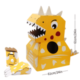 Charger l&#39;image dans la galerie, Dinosaur Cardboard Box DIY Wearable Trex Carton Kindergarten Performance Cosplay Costume Yellow+Claw