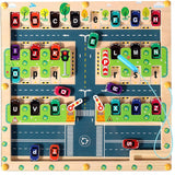 Charger l&#39;image dans la galerie, Magnetic Maze Montessori Wooden Puzzle Board Parking Lot theme