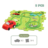 Charger l&#39;image dans la galerie, DIY Jigsaw Puzzle wtih Automatic Track Car Scene Toy for 3-7 Year Old Child City / 5 PCS