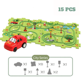 Charger l&#39;image dans la galerie, DIY Jigsaw Puzzle wtih Automatic Track Car Scene Toy for 3-7 Year Old Child