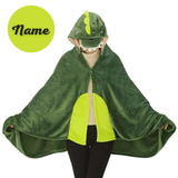 Charger l&#39;image dans la galerie, Name Personalized Dinosaur Ultra Plush Fleece Hooded Throw Blanket Cosplay Costume for Kids Cloak for Adult