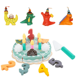 Charger l&#39;image dans la galerie, Wooden Birthday Cake Toy (1-5 Years) with Dinosaur Candles