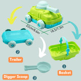 Charger l&#39;image dans la galerie, Dinosaur Sand Toys Beach Toys Set with Basket Molds Digger Scoop Shovel Tank Truck Dinosaur sand toy