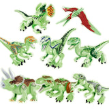 Charger l&#39;image dans la galerie, 5‘’ Mini Dinosaur Jurassic Theme DIY Action Figures Building Blocks Toy Playsets 8 Pack (Save $14) / Luminous Pack