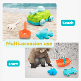 Charger l&#39;image dans la galerie, Dinosaur Sand Toys Beach Toys Set with Basket Molds Digger Scoop Shovel Tank Truck Beach toy set