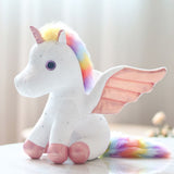 Charger l&#39;image dans la galerie, Rainbow Unicorn Plush Stuffed Animal with Glitter Wings Colorful Tail Glassy Eyes Gift for Kids Friends White