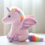 Charger l&#39;image dans la galerie, Rainbow Unicorn Plush Stuffed Animal with Glitter Wings Colorful Tail Glassy Eyes Gift for Kids Friends Pink
