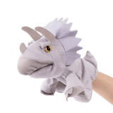 Charger l&#39;image dans la galerie, Adorable Plush Dinosaur Hand Puppet Interactive Cosplay Role Play Game Toy Gray Triceratops