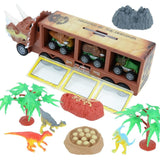Charger l&#39;image dans la galerie, Dinosaur Toy Triceratops Truck with Pull Back Cars and Figures Storage Carrier Truck