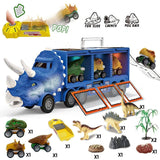 Charger l&#39;image dans la galerie, Dinosaur Toy Triceratops Truck with Pull Back Cars and Figures Storage Carrier Truck