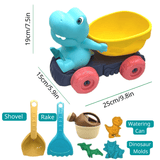 Charger l&#39;image dans la galerie, Dinosaur Sand Toys Beach Toys Set with Basket Molds Digger Scoop Shovel Tank Truck