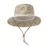 Charger l&#39;image dans la galerie, 54cm Cute Dinosaur Bucket Hat Summer Beach Sun Hat UPF 50 for Kids 3-8 Years Khaki