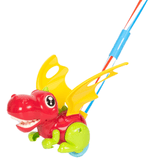 Charger l&#39;image dans la galerie, Dinosaur Trolley Walker Toy with Flapping Wings and Ring Bell for Baby Toddler Red