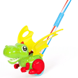 Charger l&#39;image dans la galerie, Dinosaur Trolley Walker Toy with Flapping Wings and Ring Bell for Baby Toddler Green