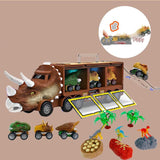 Charger l&#39;image dans la galerie, Dinosaur Toy Triceratops Truck with Pull Back Cars and Figures Storage Carrier Truck 13 Pcs Brown