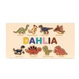 Charger l&#39;image dans la galerie, Personalized Name Alphabet Wooden Puzzle Dinosaur Number Jigsaw Gift Toy Dinosaur