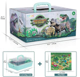 Charger l&#39;image dans la galerie, Educational Realistic Dinosaur Toys Figures Activity Play Mat Trees &amp; Container Playset Standard Version