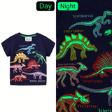 Charger l&#39;image dans la galerie, Kids Luminous T Shirt Dinosaur Animal Shark Pattern Glow in the Dark Summer Clothing Dinosaur / 2T