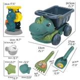 Charger l&#39;image dans la galerie, Dinosaur Sand Toys Beach Toys Set with Basket Molds Digger Scoop Shovel Tank Truck