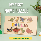 Charger l&#39;image dans la galerie, Personalized Name Alphabet Wooden Puzzle Dinosaur Number Jigsaw Gift Toy
