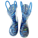 Charger l&#39;image dans la galerie, Dinosaur Rain Boots with Easy Handles Dinosaur Pattern Waterproof Rubber Toddlers Kids
