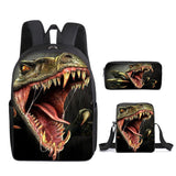 Charger l&#39;image dans la galerie, 3 in 1 Dinosaur Print Backpack Set Messenger Bag Pen Case 16 Inch School Bag for Kids