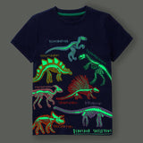 Charger l&#39;image dans la galerie, 2-7 Years Old Kids Luminous T Shirt Dinosaur Animal Shark Pattern Summer Clothing