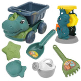 Charger l&#39;image dans la galerie, Dinosaur Sand Toys Beach Toys Set with Basket Molds Digger Scoop Shovel Tank Truck Dumper Car Set
