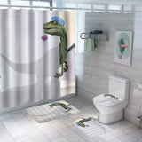 Charger l&#39;image dans la galerie, 3D Dinosaur Bathroom Decor Stall Curtain Lightproof Shower Curtain and Carpet Set Blue / 150×180CM