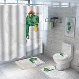 Charger l&#39;image dans la galerie, 3D Dinosaur Bathroom Decor Stall Curtain Lightproof Shower Curtain and Carpet Set Green / 150×180CM