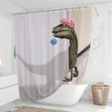 Charger l&#39;image dans la galerie, 3D Dinosaur Bathroom Decor Stall Curtain Lightproof Shower Curtain and Carpet Set Pink / 150×180CM