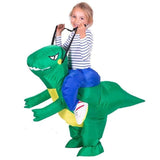 Charger l&#39;image dans la galerie, 3D Stegosaurus Tyrannosaurus Dinosaur Riding Inflatable Imitating Props Costume Children&#39;s Day Halloween Gift Green / 23-35in