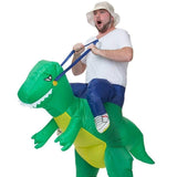 Charger l&#39;image dans la galerie, 3D Stegosaurus Tyrannosaurus Dinosaur Riding Inflatable Imitating Props Costume Children&#39;s Day Halloween Gift Green / 59-79in