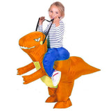 Charger l&#39;image dans la galerie, 3D Stegosaurus Tyrannosaurus Dinosaur Riding Inflatable Imitating Props Costume Children&#39;s Day Halloween Gift Orange / 23-35in