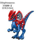 Charger l&#39;image dans la galerie, 5‘’ Mini Dinosaur Jurassic Theme DIY Action Figures Building Blocks Toy Playsets Dilophosaurus / Blue