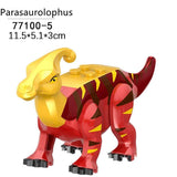 Charger l&#39;image dans la galerie, 5‘’ Mini Dinosaur Jurassic Theme DIY Action Figures Building Blocks Toy Playsets Parasaurolophus / Red