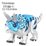Charger l&#39;image dans la galerie, 5‘’ Mini Dinosaur Jurassic Theme DIY Action Figures Building Blocks Toy Playsets Triceratops / Blue