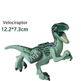 Charger l&#39;image dans la galerie, 5‘’ Mini Dinosaur Jurassic Theme DIY Action Figures Building Blocks Toy Playsets Velociraptor / Dark Green