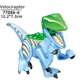 Charger l&#39;image dans la galerie, 5‘’ Mini Dinosaur Jurassic Theme DIY Action Figures Building Blocks Toy Playsets Velociraptor / Light Blue