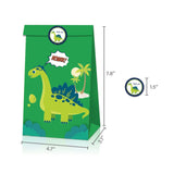 Charger l&#39;image dans la galerie, Dinosaur Paper Gift Bag with Sticker for Kraft Paper Christmas Gift Bags for Goodie Cookie Candy