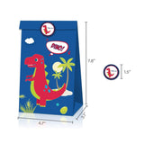 Charger l&#39;image dans la galerie, Dinosaur Paper Gift Bag with Sticker for Kraft Paper Christmas Gift Bags for Goodie Cookie Candy
