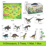 Charger l&#39;image dans la galerie, Educational Realistic Dinosaur Toys Figures Activity Play Mat Trees &amp; Container Playset Standard Version