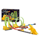 Charger l&#39;image dans la galerie, Kids Alloy Pull Back Toy Dinosaur Assemble Track Slot Car Racing Catapult Roller Coaster Toy