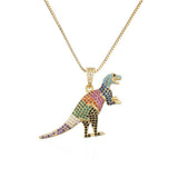 Charger l&#39;image dans la galerie, T-Rex Micro-inlaid Color Zirconium Dinosaur Pendant Necklace Gift for Women Girls T-Rex