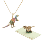 Charger l&#39;image dans la galerie, T-Rex Micro-inlaid Color Zirconium Dinosaur Pendant Necklace Gift for Women Girls T-Rex+Gift Card