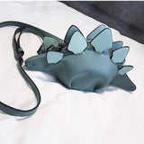 Charger l&#39;image dans la galerie, Triceratops Bag Dinosaur Shape Shoulder Bag PU Leather Rivet Purses Handbag Blue-Stegosaurus