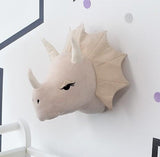 Charger l&#39;image dans la galerie, Wall Mounted Dinosaur Head Home Decor Kids Bedroom Wall Decor Beige Triceratops