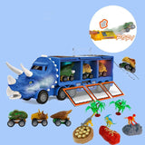 Charger l&#39;image dans la galerie, Dinosaur Toy Triceratops Truck with Pull Back Cars and Figures Storage Carrier Truck 13 Pcs Blue